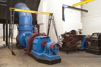 Interior. Turbine house, view of turbines