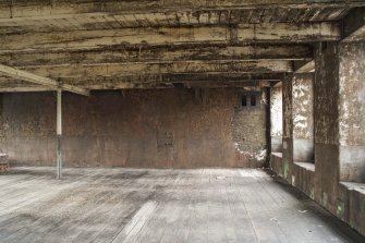 Interior. Spinning mill, 3rd floor, main room, detail of end wall in north east corner