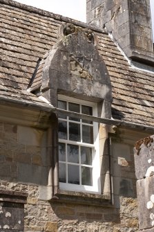 Detail of south dormer window on east face of north wing of east facade