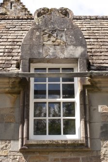 Detail of south dormer window on east face of north wing of east facade