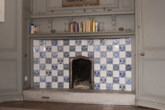 Interior. 2nd floor, Miss Noble's bedroom, detail of fireplace
