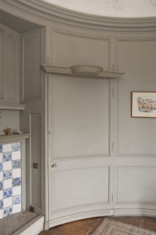 Interior. 2nd floor, Miss Noble's bedroom, detail of cureved door to dressing room