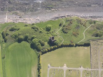 Oblique aerial view of Macduff Castle, taken from the NW.
