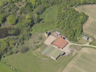 Oblique aerial view of Pitcruvie Castle, taken from the SE.