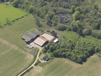 Oblique aerial view of Pitcruvie Castle, taken from the NE.