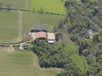 Oblique aerial view of Pitcruvie Castle, taken from the N.