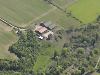 Oblique aerial view of Pitcruvie Castle, taken from the NW.