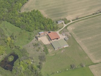 Oblique aerial view of Pitcruvie Castle, taken from the S.