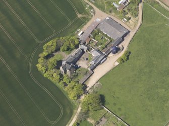 Oblique aerial view of Balcomie Castle, taken from the SSE.