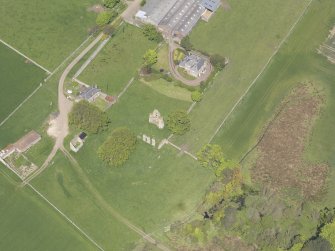 Oblique aerial view of Struthers Castle, taken from the S.