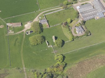 Oblique aerial view of Struthers Castle, taken from the SSE.