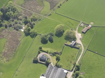 Oblique aerial view of Struthers Castle, taken from the NE.