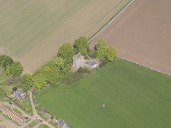 Oblique aerial view of Scotstarvit Tower, taken from the S.