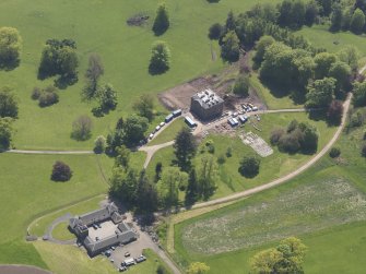 Oblique aerial view of Pitlour House, taken from the N.