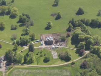 Oblique aerial view of Pitlour House, taken from the NW.