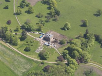 Oblique aerial view of Pitlour House, taken from the W.