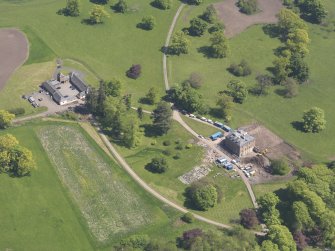 Oblique aerial view of Pitlour House, taken from the W.