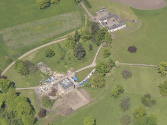 Oblique aerial view of Pitlour House, taken from the S.