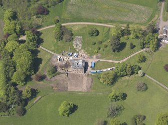 Oblique aerial view of Pitlour House, taken from the SSE.