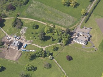 Oblique aerial view of Pitlour House, taken from the SE.