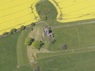 Oblique aerial view of Balvaird Castle, taken from the SSE.