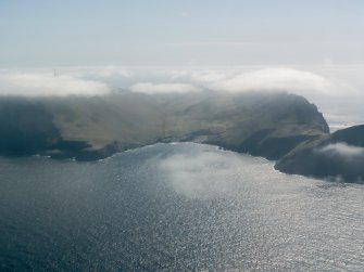 General oblique aerial view of St Kilda, centred on Gleann Mor, taken from the NNW.