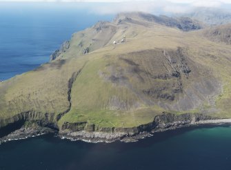 General oblique aerial view of St Kilda, centred on Tobar Na Cille and St Brianan's Church, taken from the E.