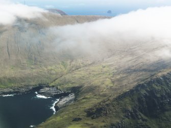 General oblique aerial view of St Kilda, centred on Gleann Mor, taken from the WNW.