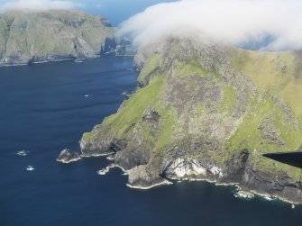 General oblique aerial view of St Kilda, centred on Mullach Bi, taken from the S.