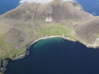 General oblique aerial view of St Kilda, centred on Village Bay, taken from the SE.