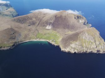 General oblique aerial view of St Kilda, centred on Village Bay, taken from the ESE.