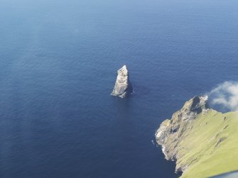 General oblique aerial view of St Kilda, centred on Stac Lee, taken from the ESE.