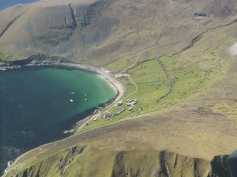 General oblique aerial view of St Kilda, centred on Village Bay, taken from the E.