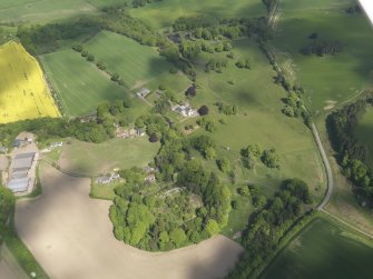 General oblique aerial view of Pitcairlie House policies centred on the House, taken from the S.