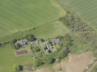 Oblique aerial view of Abdie Old Parish Church, taken from the E.
