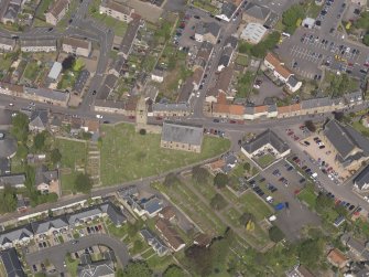 Oblique aerial view of Old and St Michael of Tarvit Parish Church, taken from the SE.
