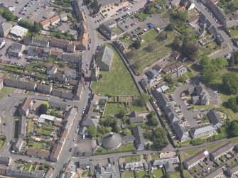 Oblique aerial view of Old and St Michael of Tarvit Parish Church, taken from the SW.