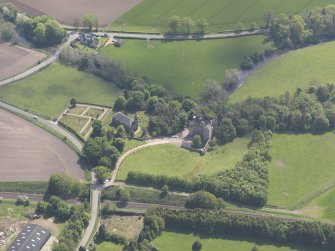 Oblique aerial view of Dairsie Castle, taken from the WNW.