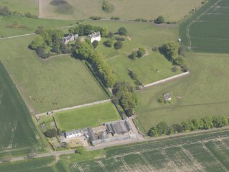 Oblique aerial view of Pitcullo Castle, taken from the S.