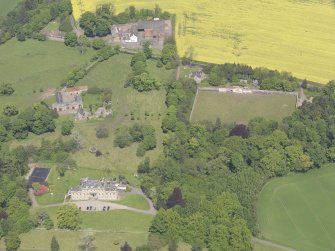 Oblique aerial view of Mountquhanie House, taken from the SE.