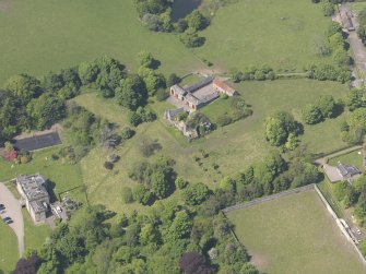 Oblique aerial view of Mountquhanie House, taken from the E.
