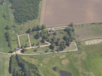 Oblique aerial view of Vicarsford Cemetery, taken from the WSW.