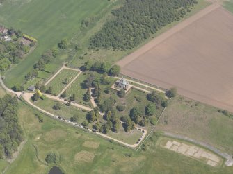 Oblique aerial view of Vicarsford Cemetery, taken from the SSW.