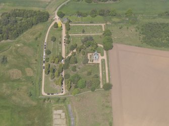 Oblique aerial view of Vicarsford Cemetery, taken from the SSE.