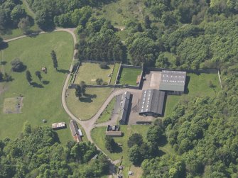 Oblique aerial view of Scotscraig Farm, taken from the NE.