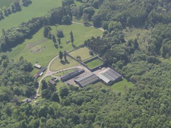Oblique aerial view of Scotscraig Farm, taken from the N.