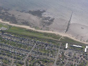 Oblique aerial view of Balmossie Halt, taken from the NNW.