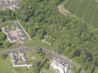Oblique aerial view of Ballumbie Castle, taken from the E.