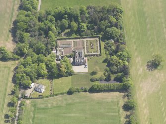 Oblique aerial view of Balmanno House, taken from the NW.