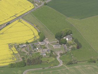 Oblique aerial view of Aberlemno Parish Church, taken from the SSE.